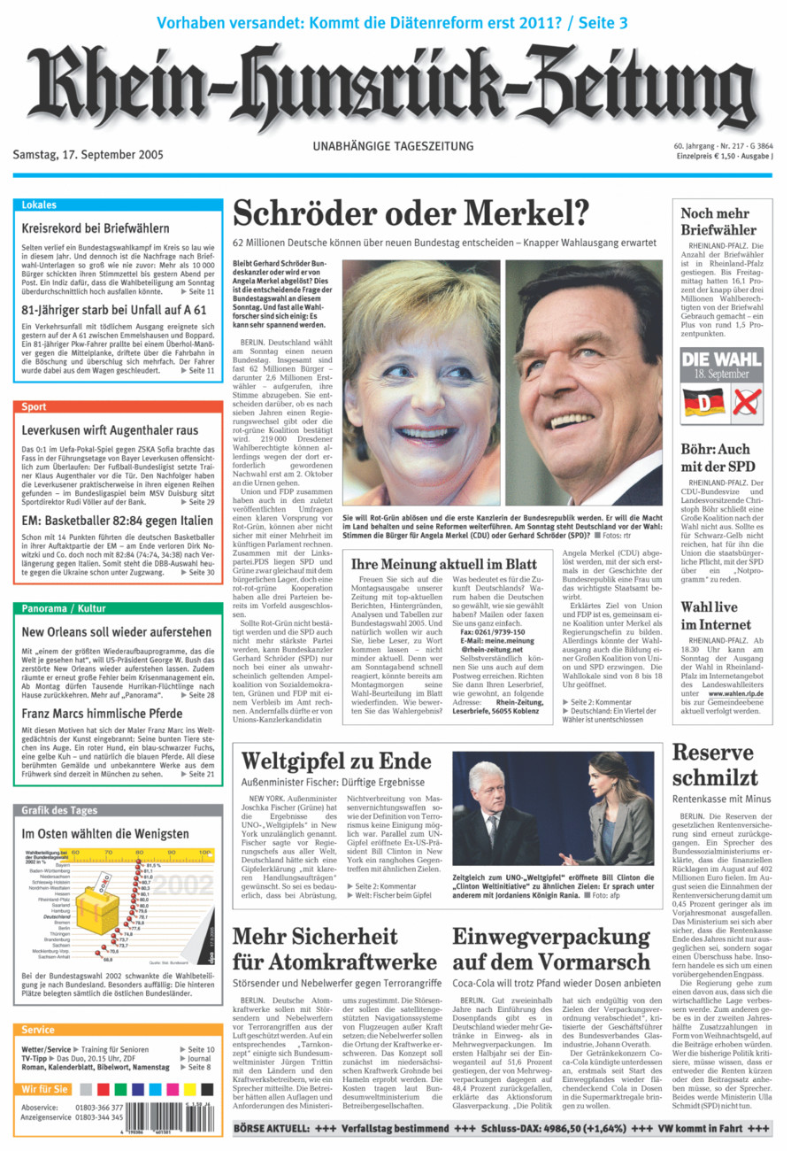Rhein-Hunsrück-Zeitung vom Samstag, 17.09.2005