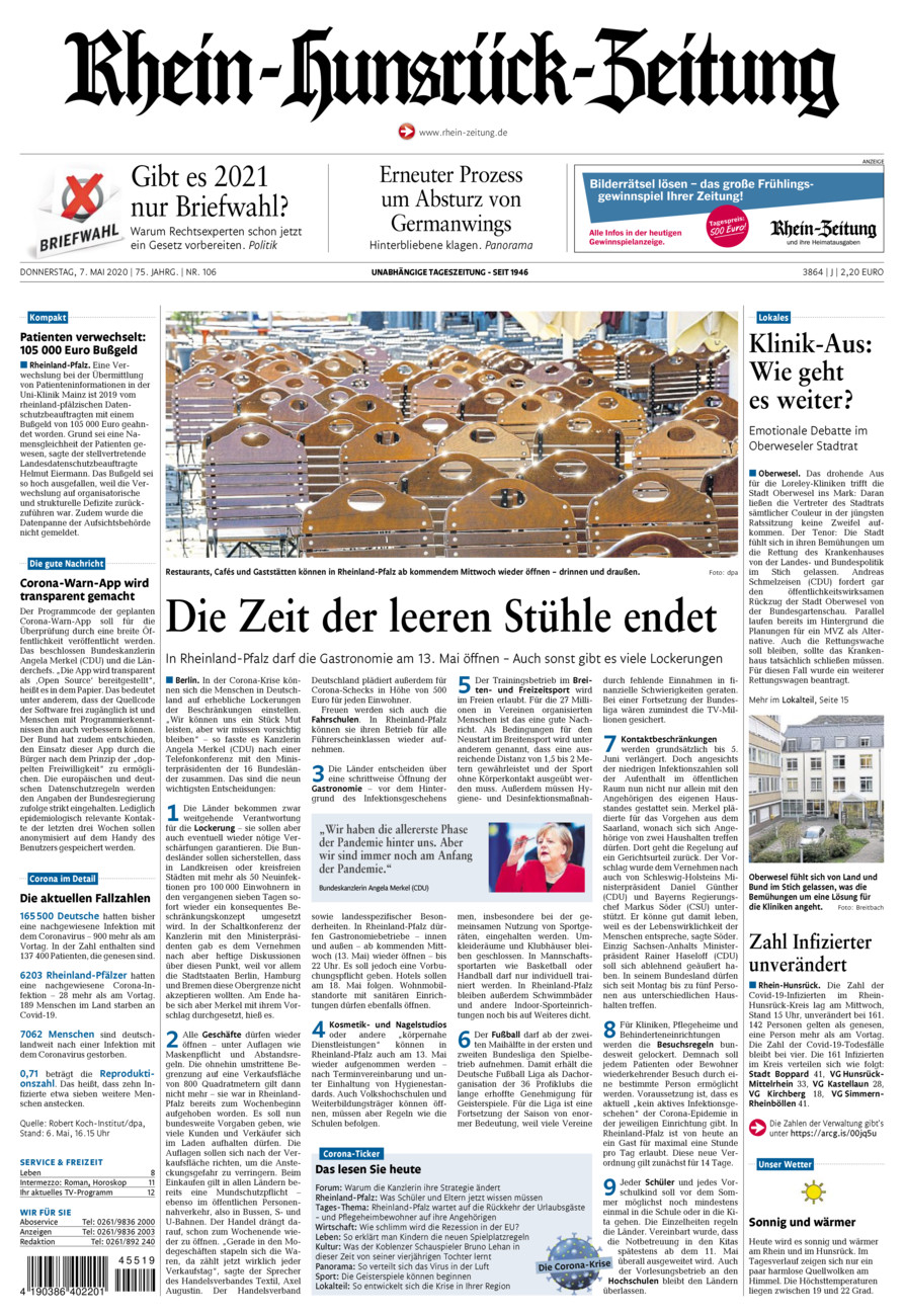 Rhein-Hunsrück-Zeitung vom Donnerstag, 07.05.2020