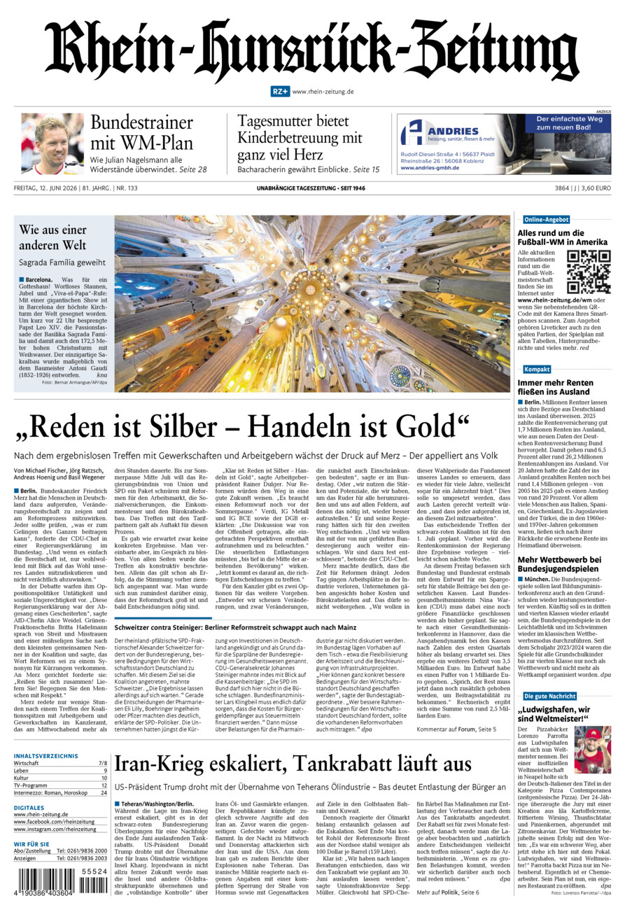 Rhein-Hunsrück-Zeitung vom Freitag, 12.06.2026
