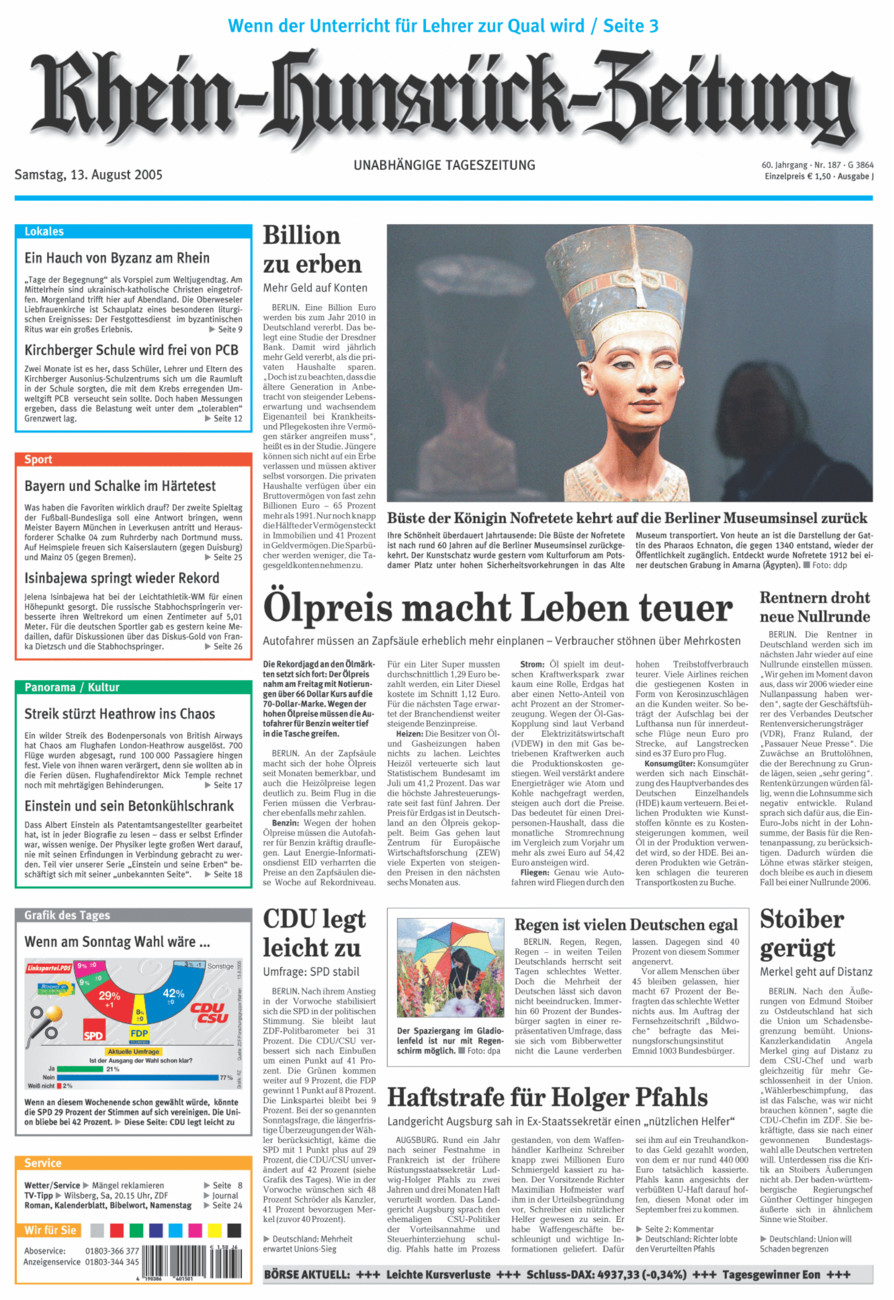 Rhein-Hunsrück-Zeitung vom Samstag, 13.08.2005