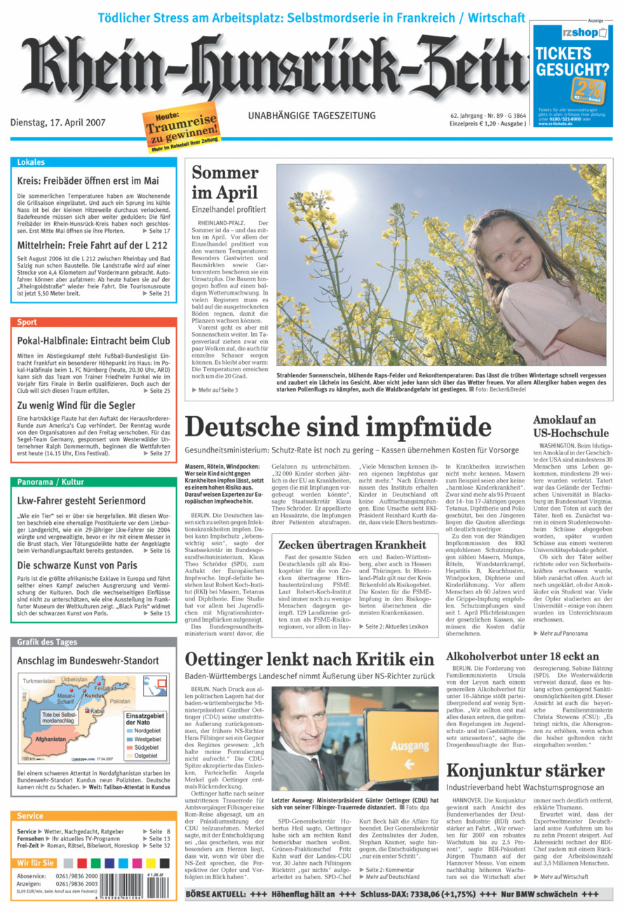 Rhein-Hunsrück-Zeitung vom Dienstag, 17.04.2007