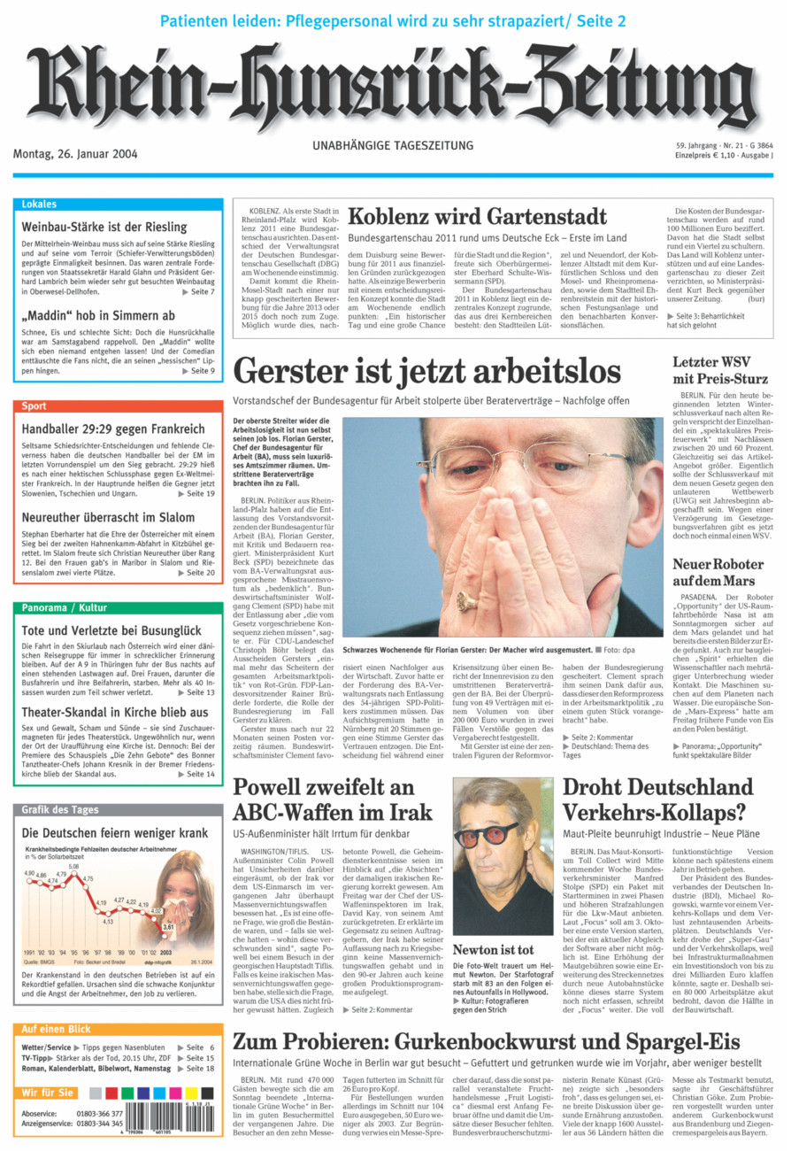 Rhein-Hunsrück-Zeitung vom Montag, 26.01.2004