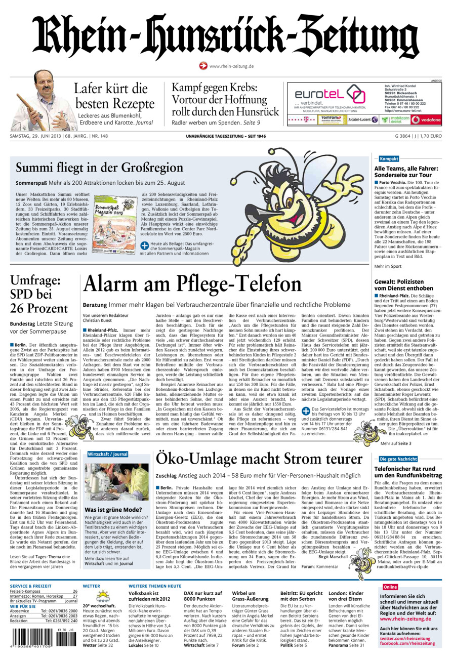 Rhein-Hunsrück-Zeitung vom Samstag, 29.06.2013