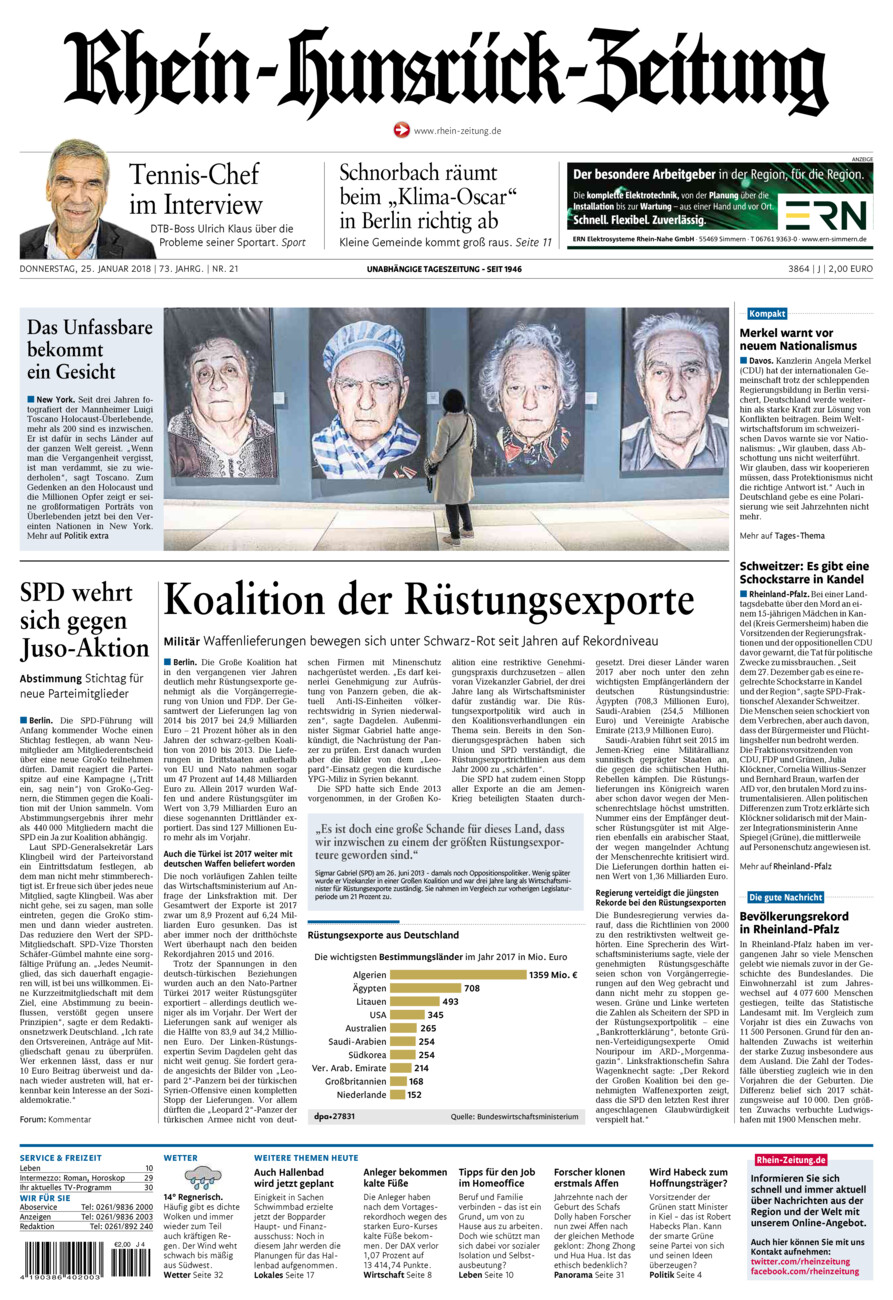 Rhein-Hunsrück-Zeitung vom Donnerstag, 25.01.2018