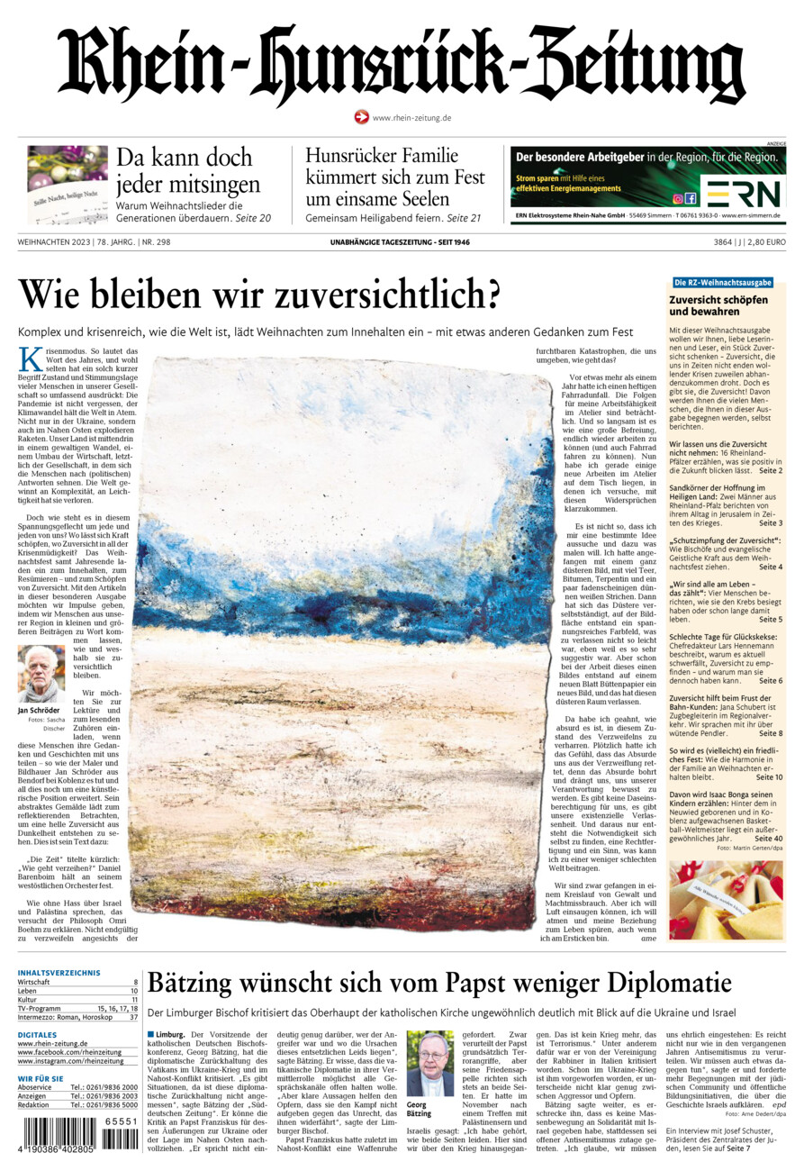 Rhein-Hunsrück-Zeitung vom Samstag, 23.12.2023