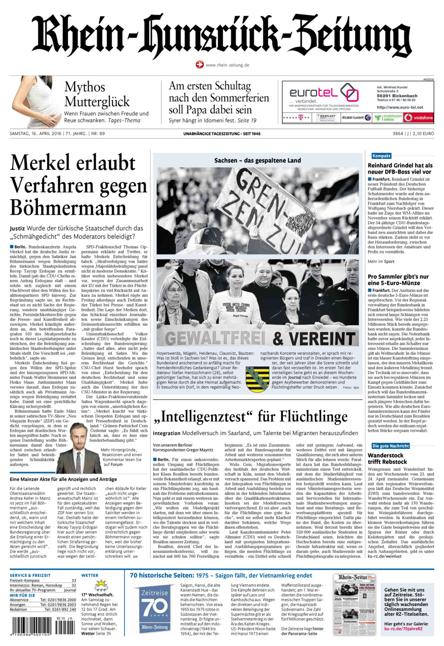 Rhein-Hunsrück-Zeitung vom Samstag, 16.04.2016