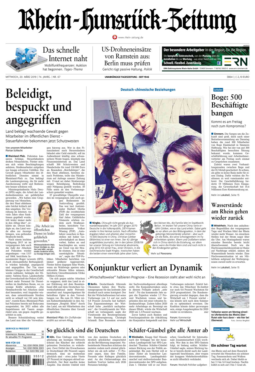 Rhein-Hunsrück-Zeitung vom Mittwoch, 20.03.2019