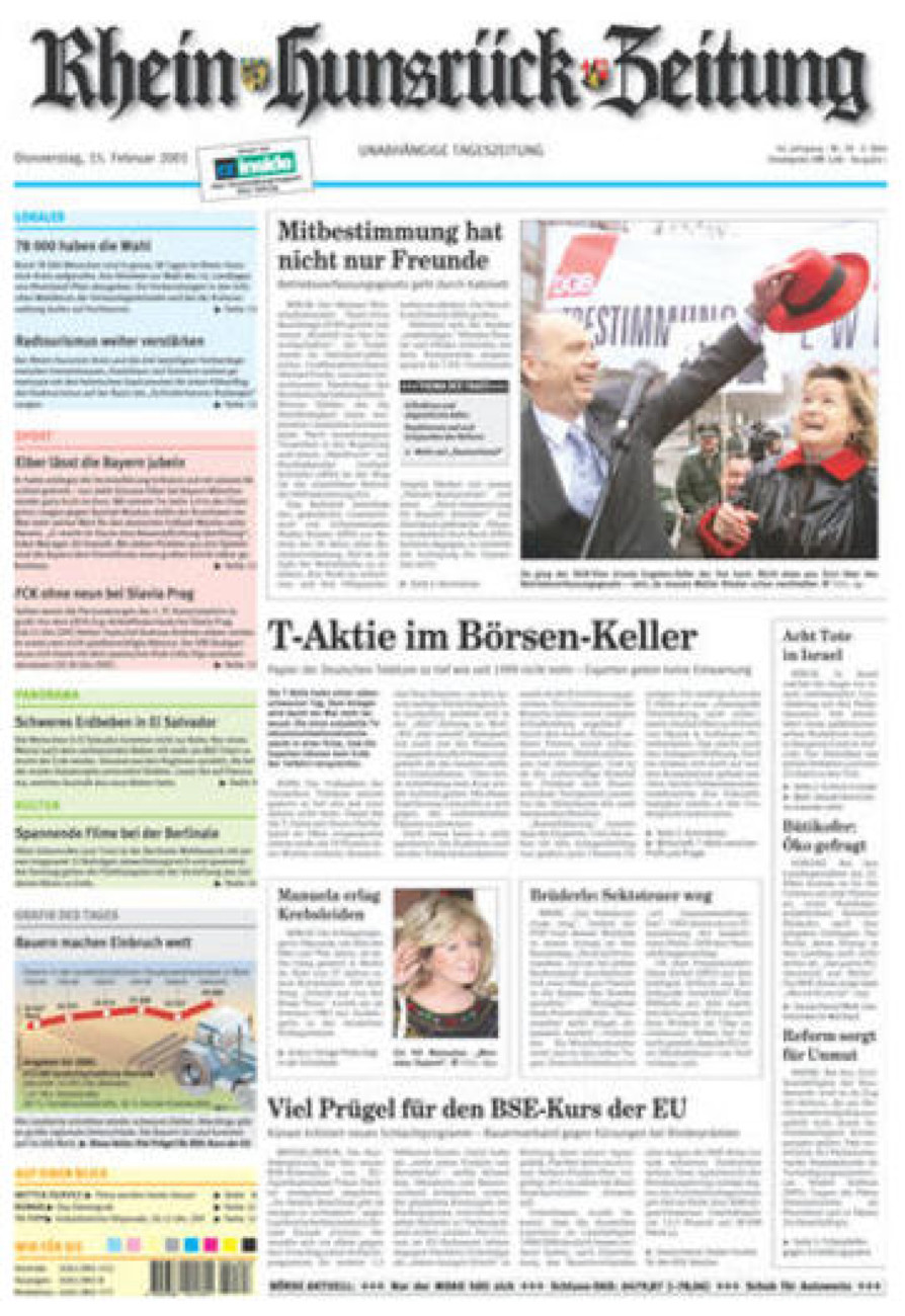 Rhein-Hunsrück-Zeitung vom Donnerstag, 15.02.2001