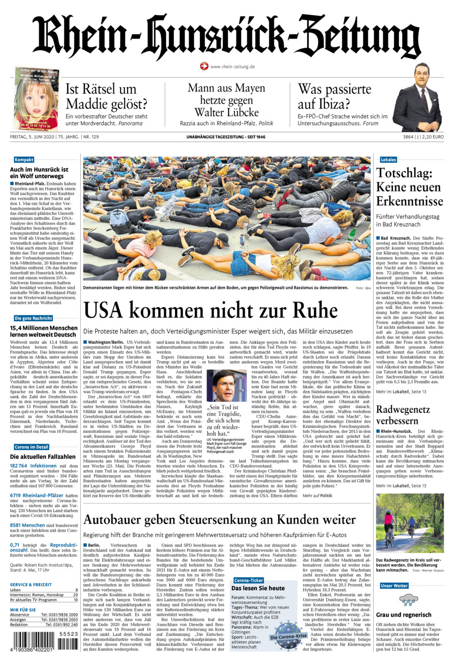 Rhein-Hunsrück-Zeitung vom Freitag, 05.06.2020