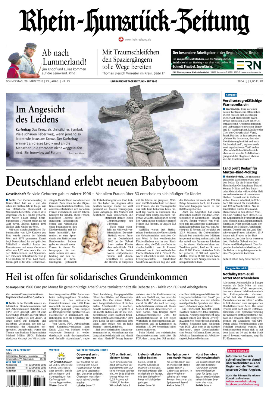 Rhein-Hunsrück-Zeitung vom Donnerstag, 29.03.2018