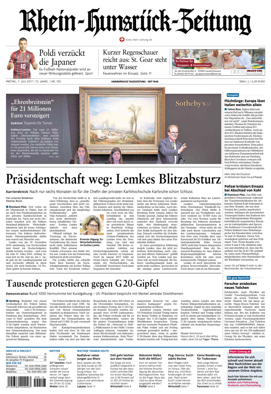 Rhein-Hunsrück-Zeitung vom Freitag, 07.07.2017