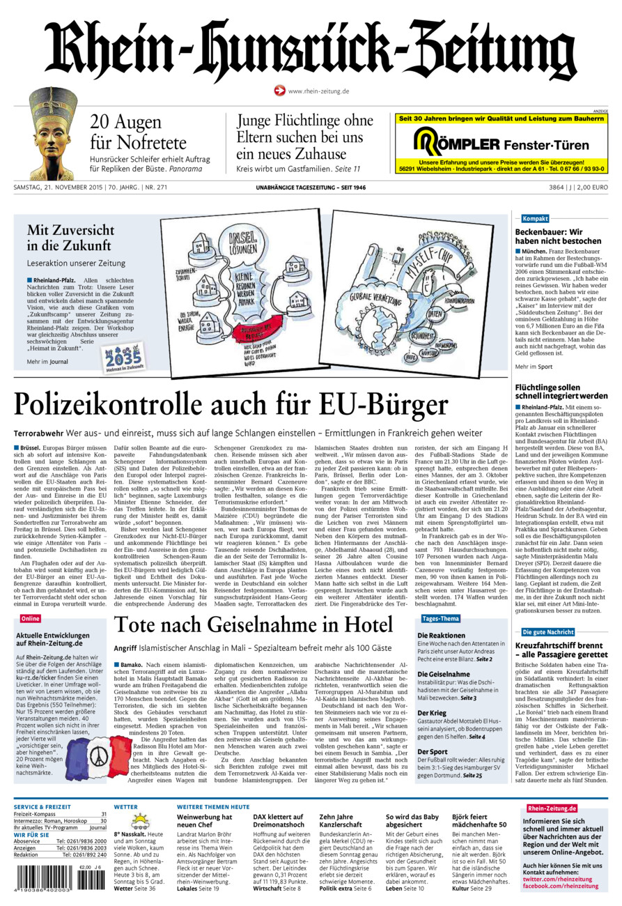 Rhein-Hunsrück-Zeitung vom Samstag, 21.11.2015