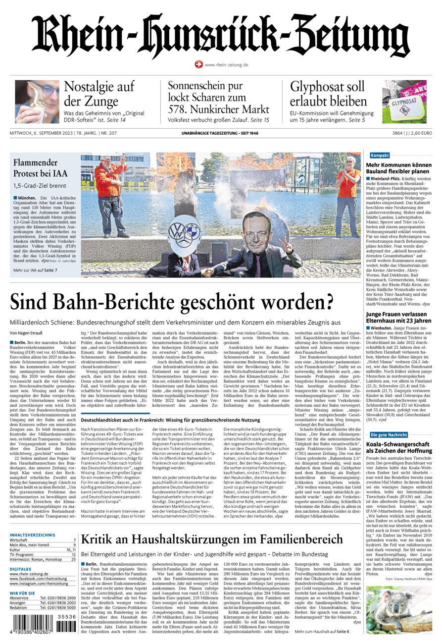 Rhein-Hunsrück-Zeitung vom Mittwoch, 06.09.2023