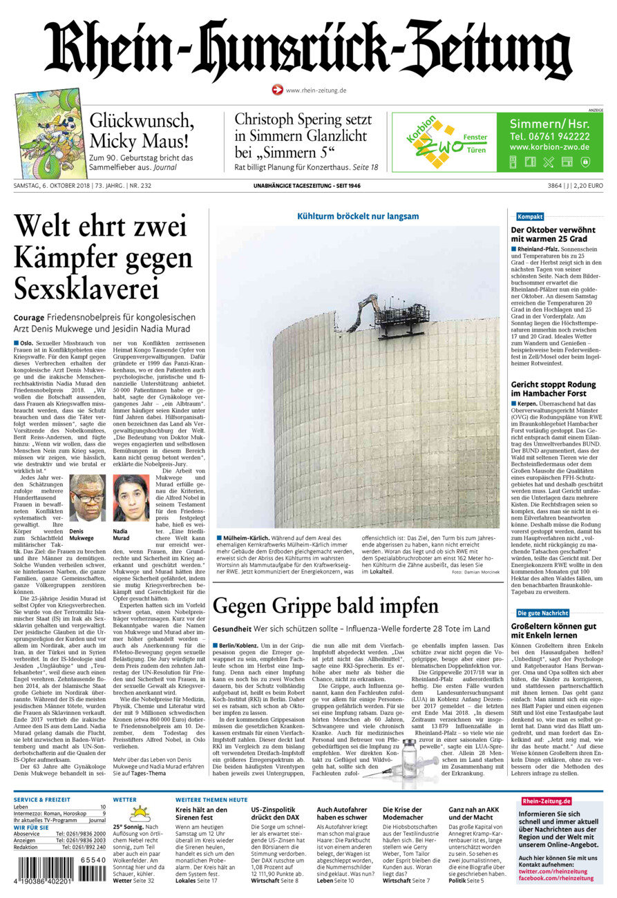 Rhein-Hunsrück-Zeitung vom Samstag, 06.10.2018