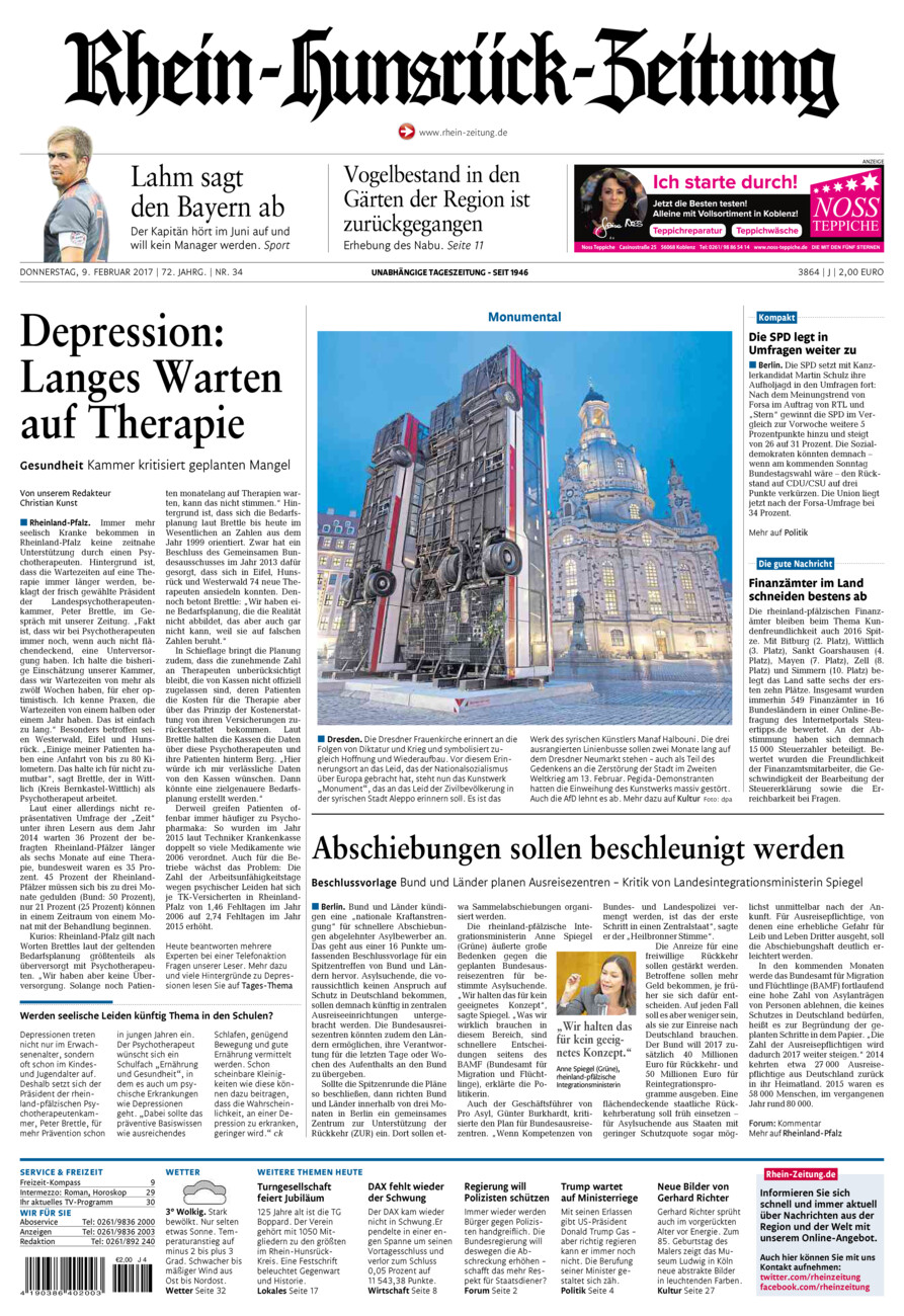 Rhein-Hunsrück-Zeitung vom Donnerstag, 09.02.2017