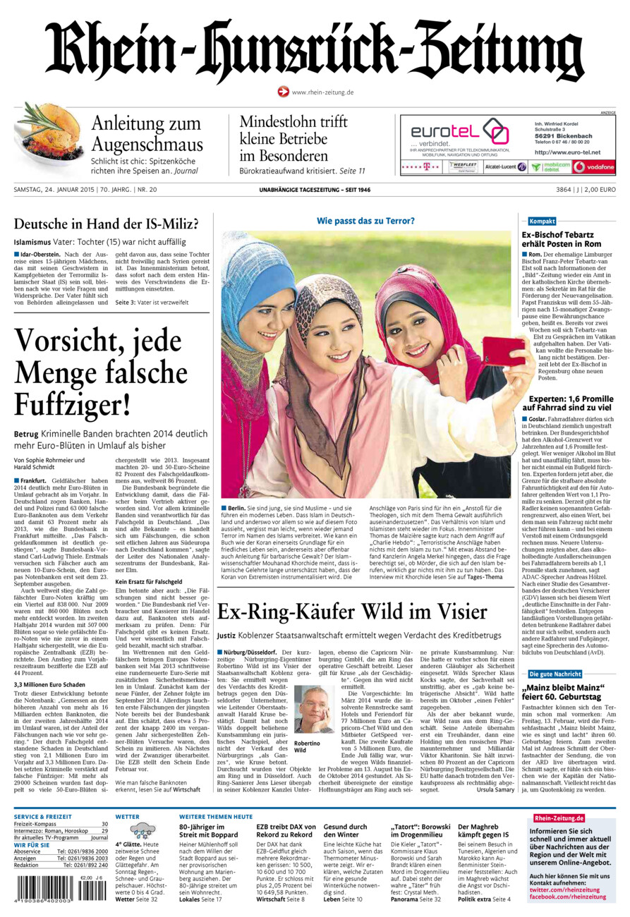 Rhein-Hunsrück-Zeitung vom Samstag, 24.01.2015