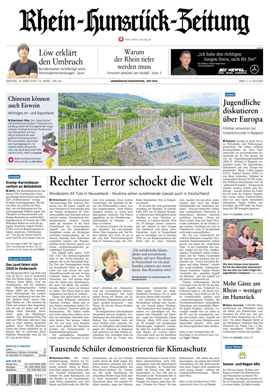 Rhein-Hunsrück-Zeitung vom Samstag, 16.03.2019