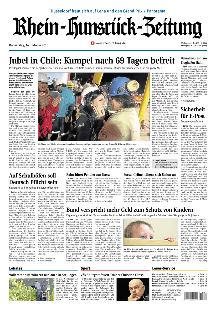 Rhein-Hunsrück-Zeitung vom Donnerstag, 14.10.2010