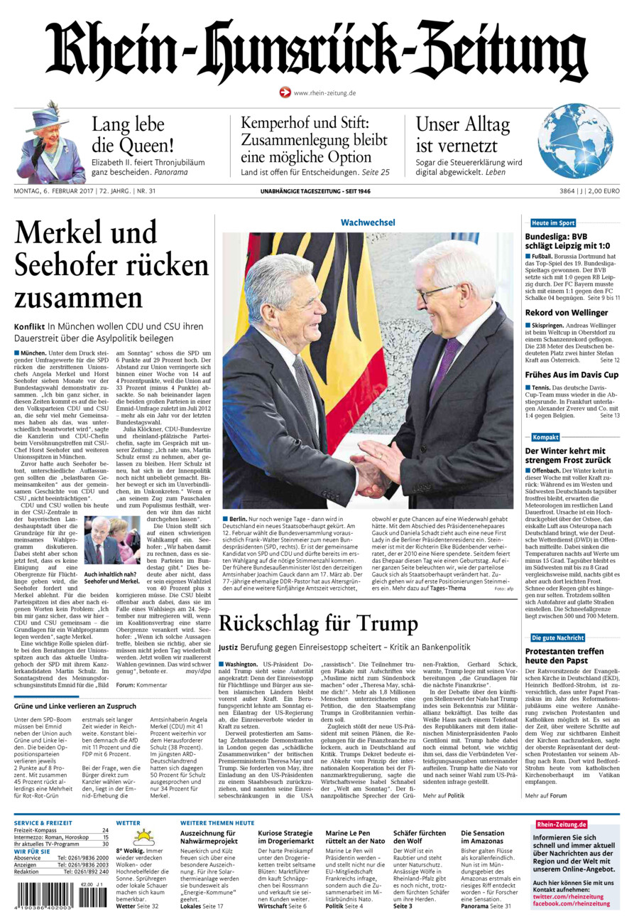 Rhein-Hunsrück-Zeitung vom Montag, 06.02.2017