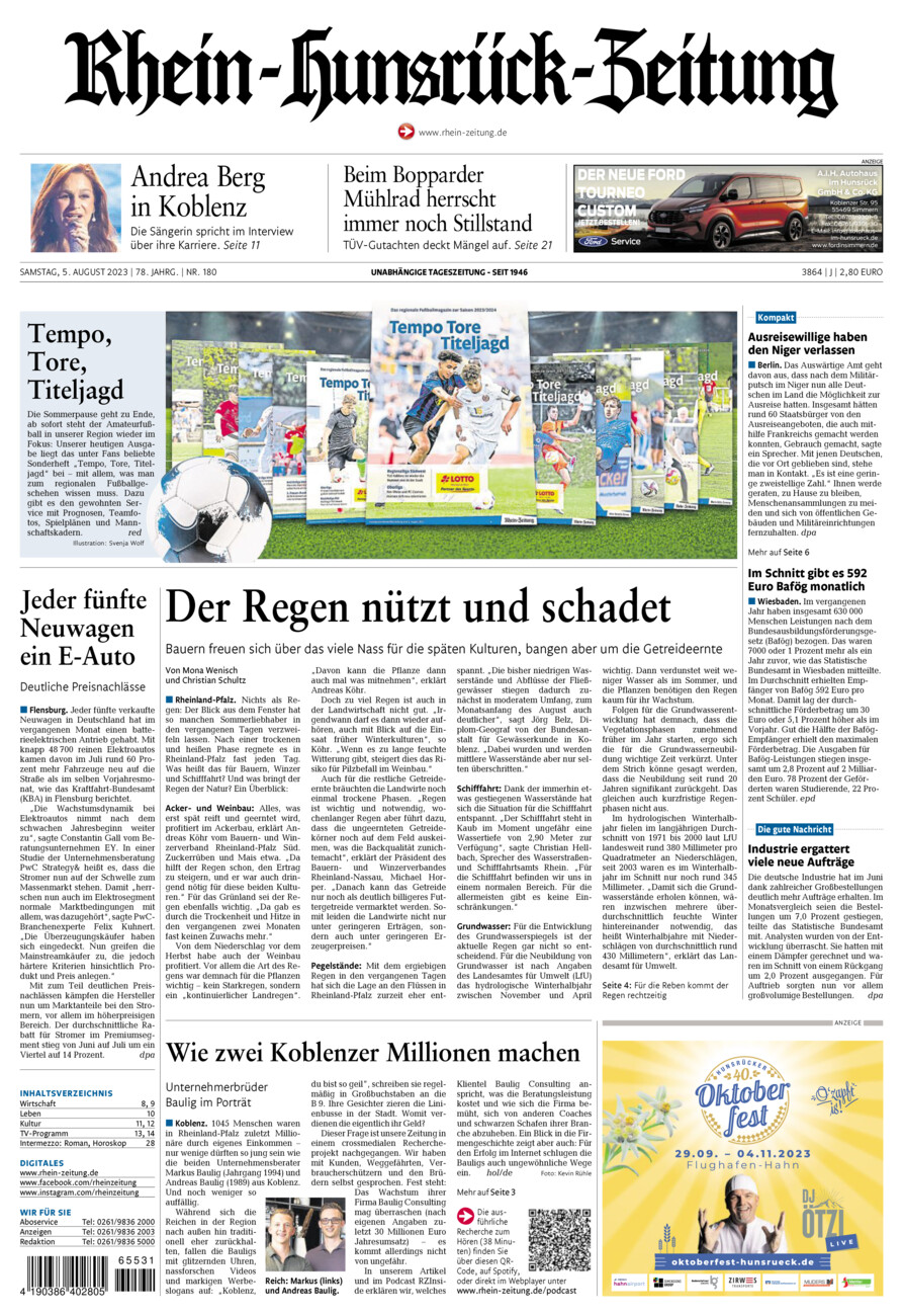 Rhein-Hunsrück-Zeitung vom Samstag, 05.08.2023