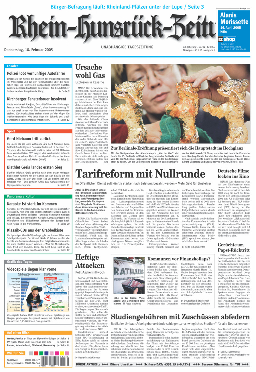Rhein-Hunsrück-Zeitung vom Donnerstag, 10.02.2005