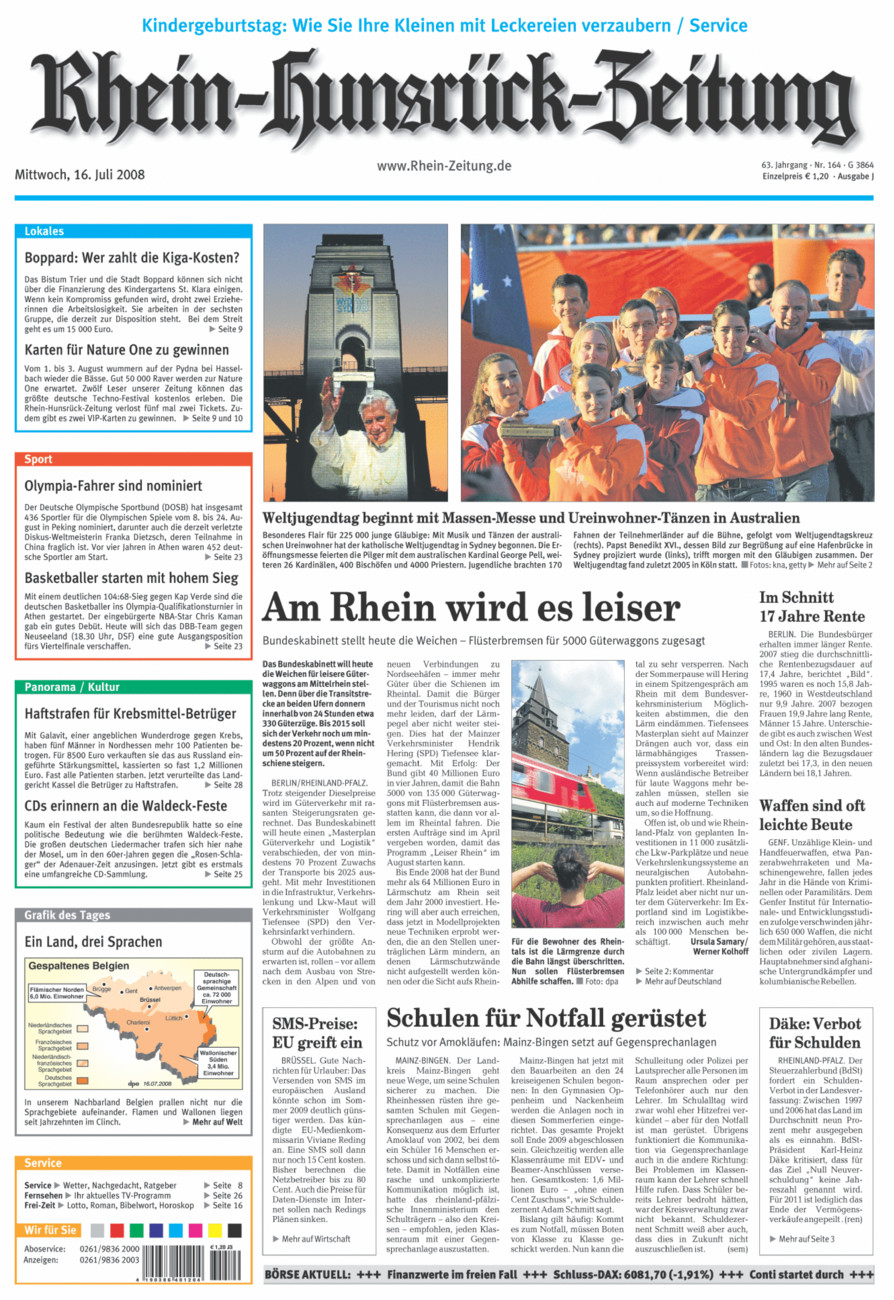 Rhein-Hunsrück-Zeitung vom Mittwoch, 16.07.2008