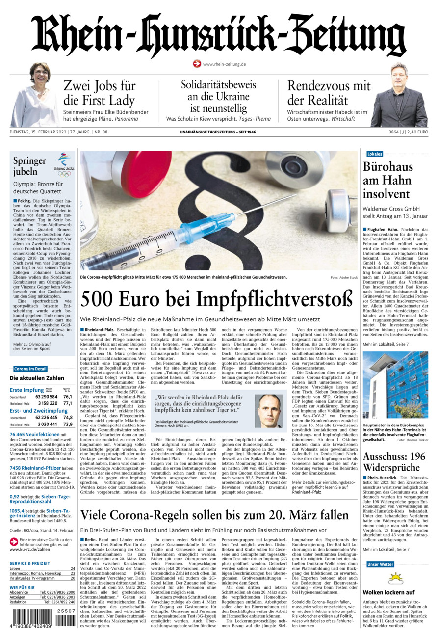 Rhein-Hunsrück-Zeitung vom Dienstag, 15.02.2022