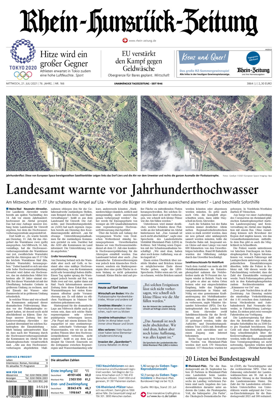 Rhein-Hunsrück-Zeitung vom Mittwoch, 21.07.2021