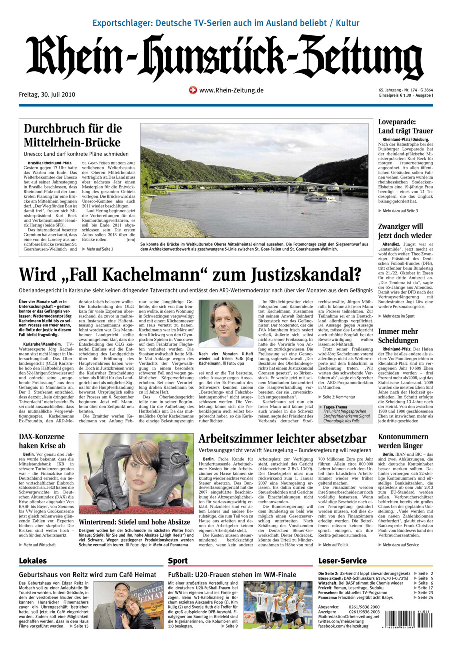 Rhein-Hunsrück-Zeitung vom Freitag, 30.07.2010