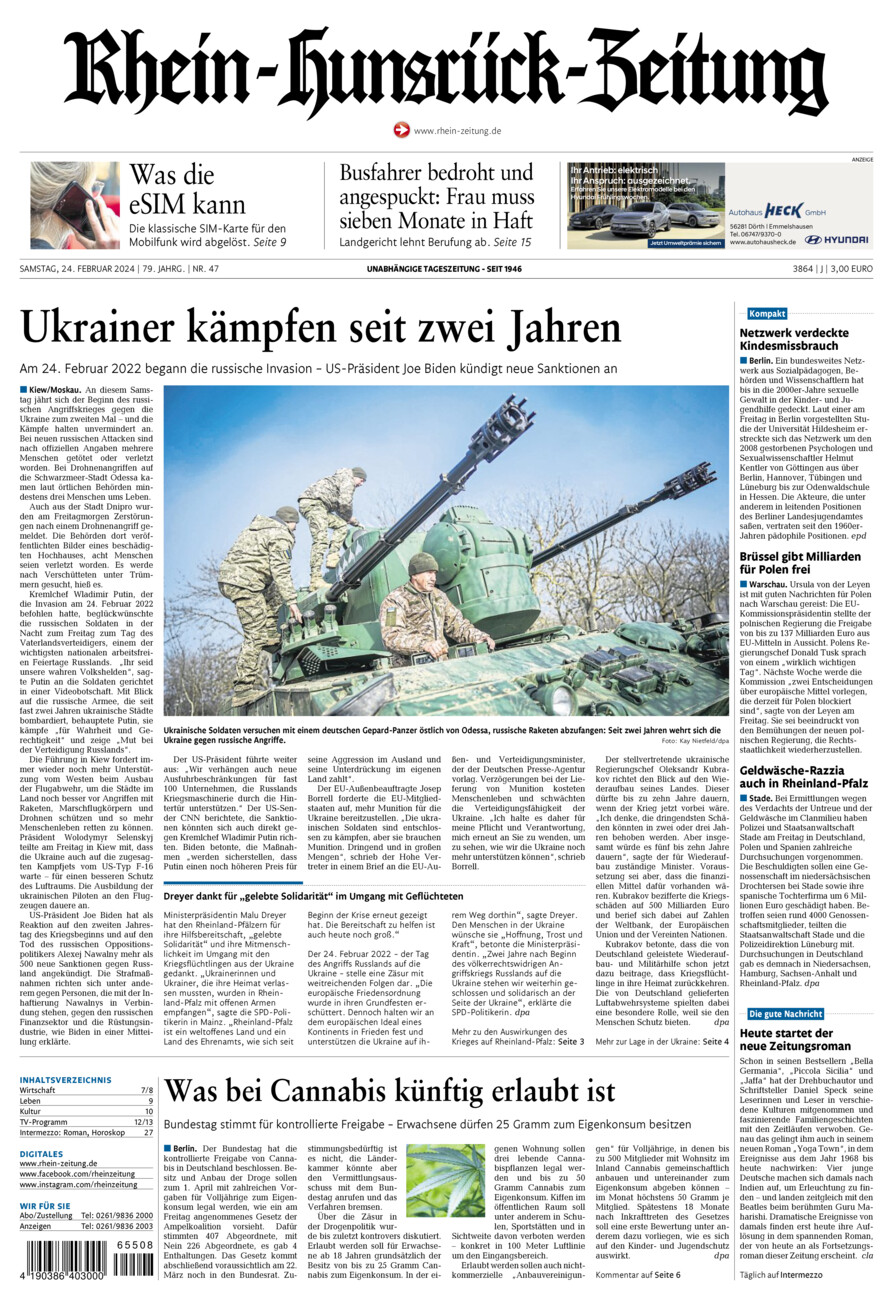 Rhein-Hunsrück-Zeitung vom Samstag, 24.02.2024