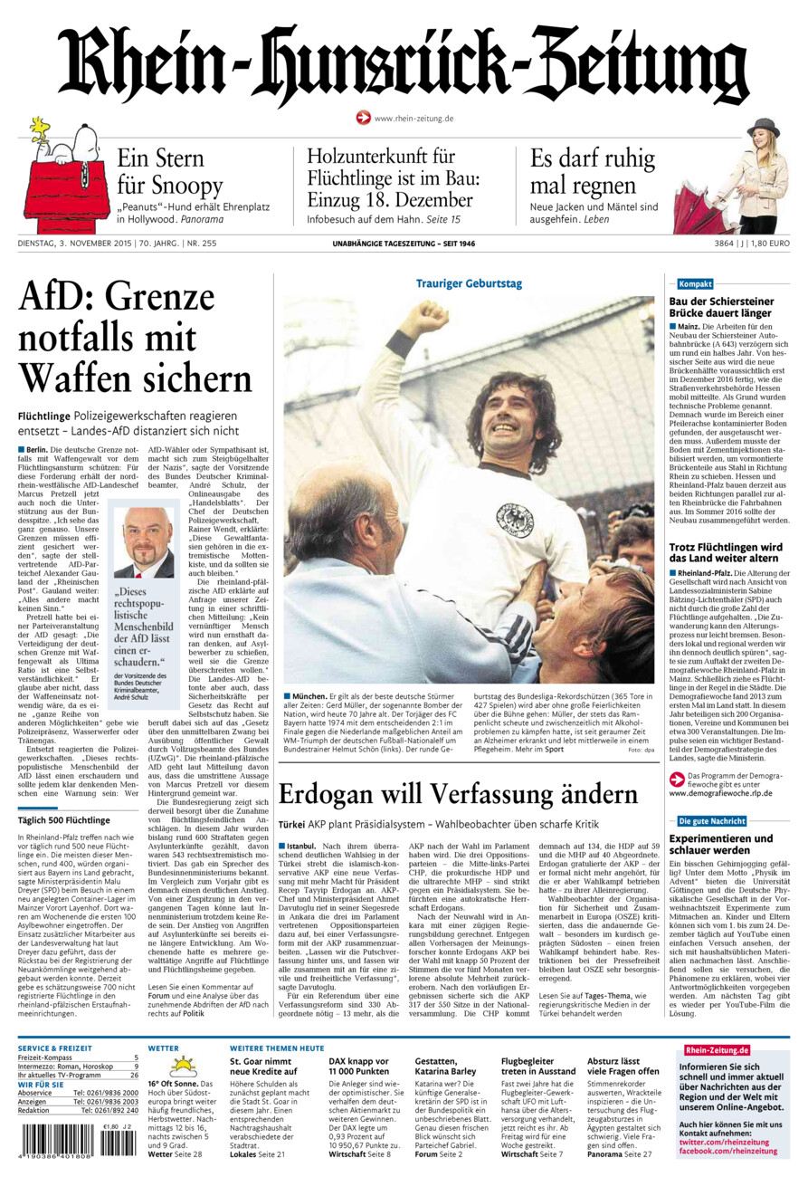 Rhein-Hunsrück-Zeitung vom Dienstag, 03.11.2015