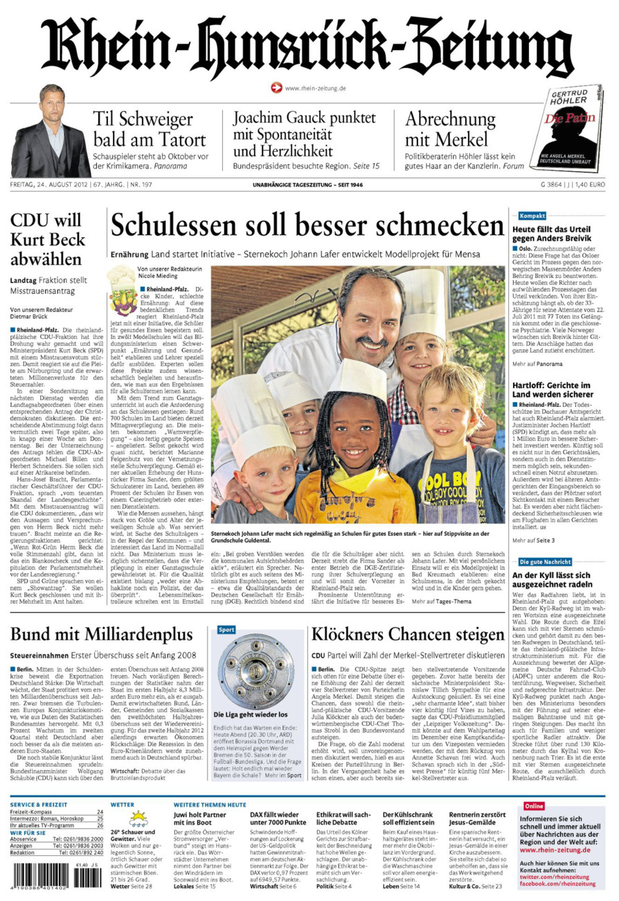 Rhein-Hunsrück-Zeitung vom Freitag, 24.08.2012