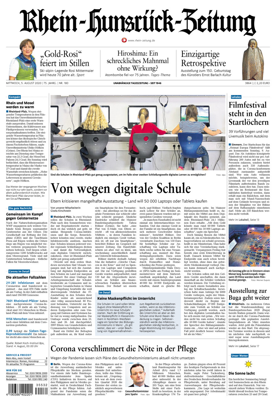 Rhein-Hunsrück-Zeitung vom Mittwoch, 05.08.2020