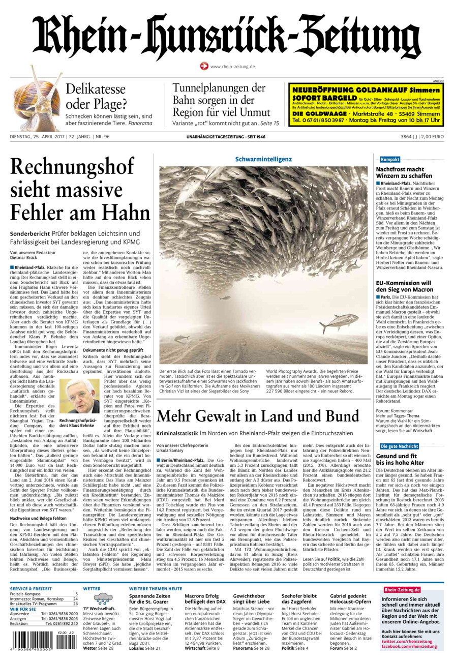 Rhein-Hunsrück-Zeitung vom Dienstag, 25.04.2017