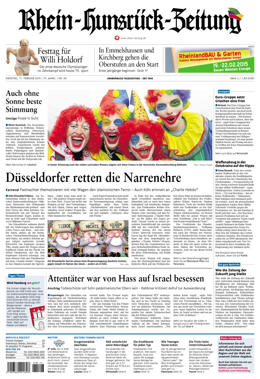 Rhein-Hunsrück-Zeitung vom Dienstag, 17.02.2015