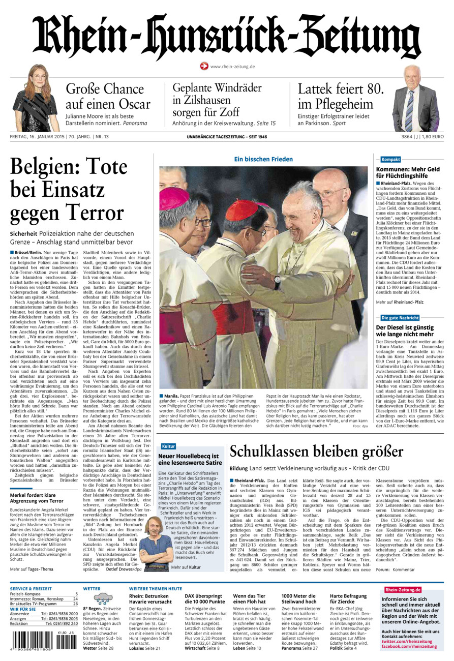 Rhein-Hunsrück-Zeitung vom Freitag, 16.01.2015