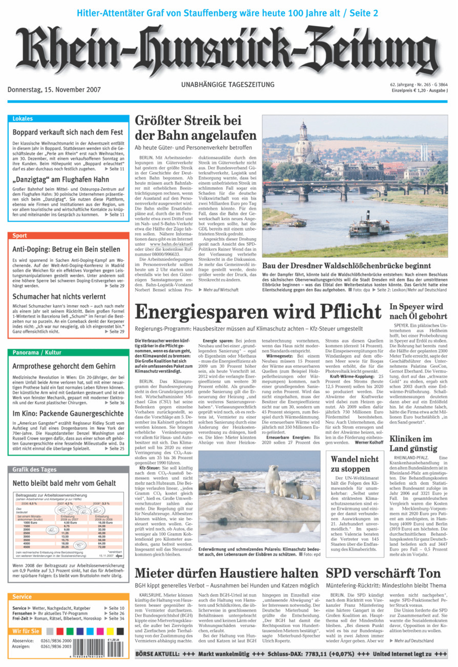 Rhein-Hunsrück-Zeitung vom Donnerstag, 15.11.2007