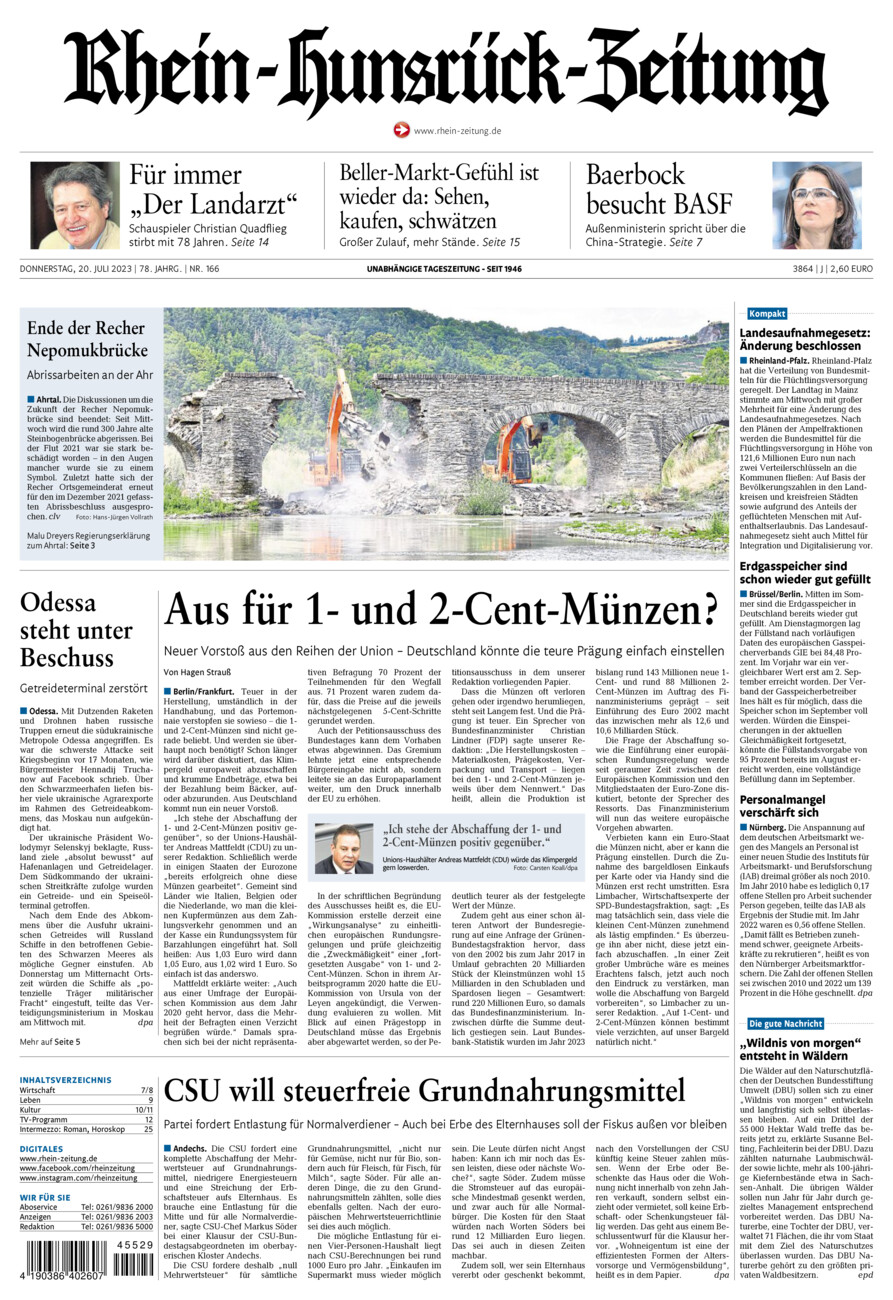 Rhein-Hunsrück-Zeitung vom Donnerstag, 20.07.2023