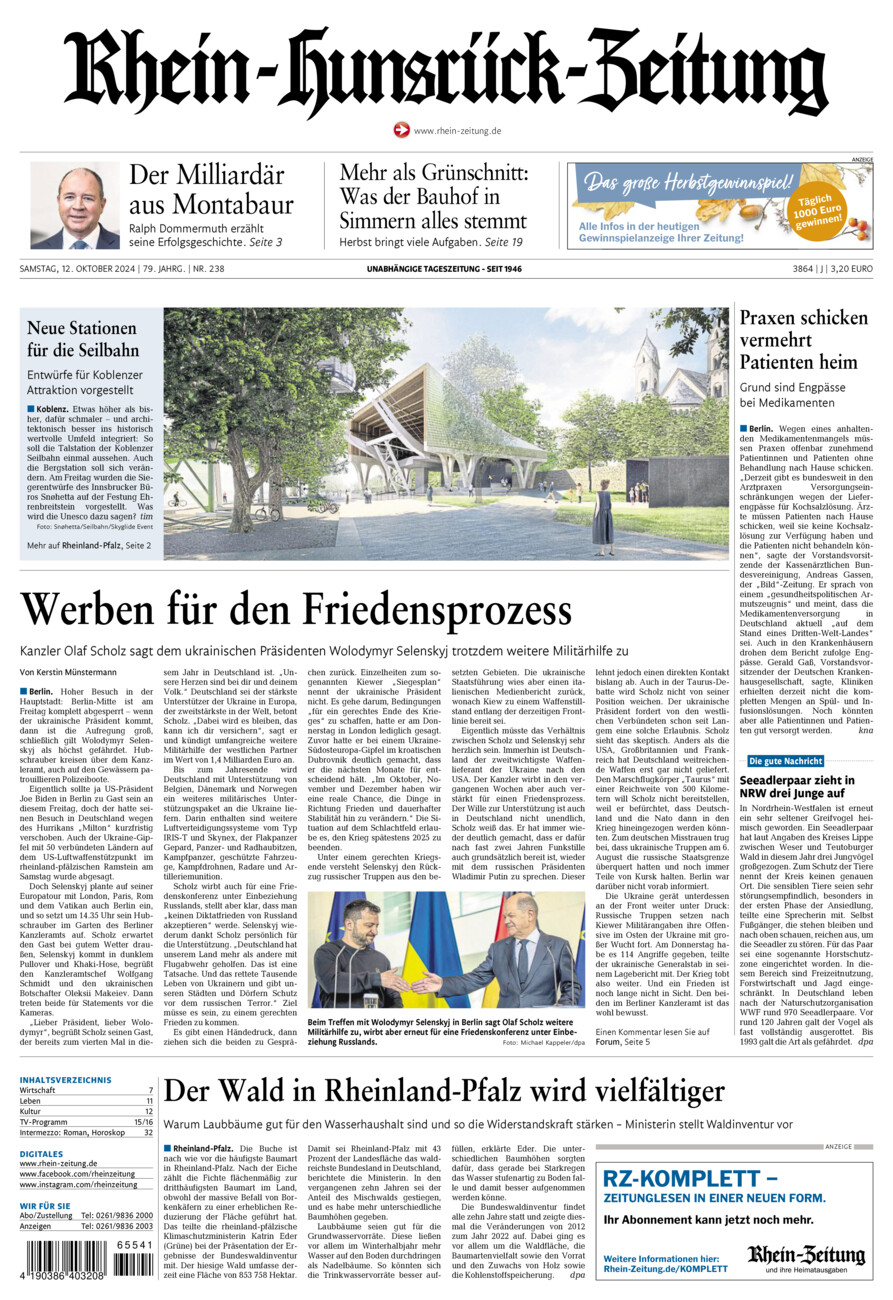 Rhein-Hunsrück-Zeitung vom Samstag, 12.10.2024