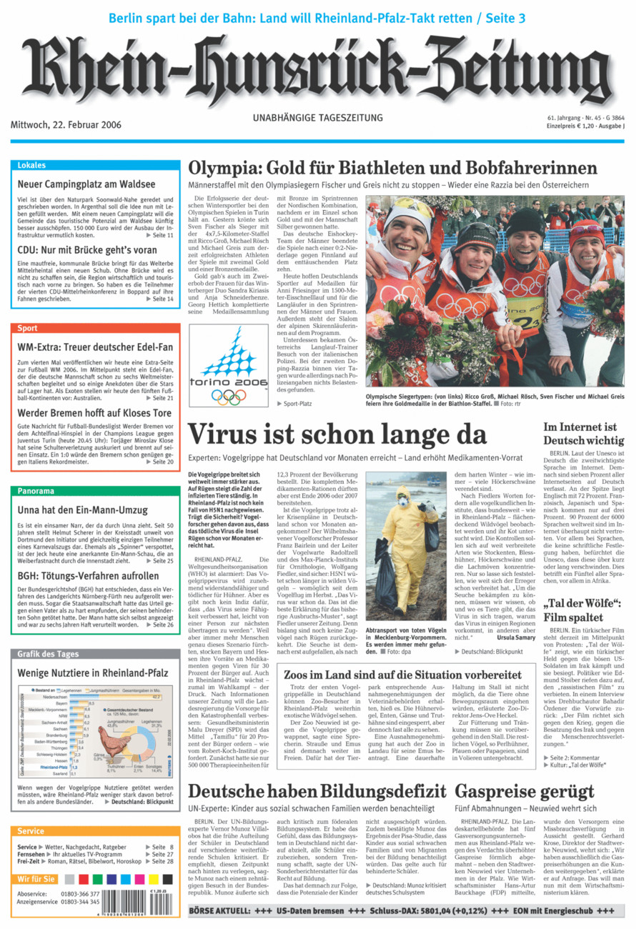 Rhein-Hunsrück-Zeitung vom Mittwoch, 22.02.2006