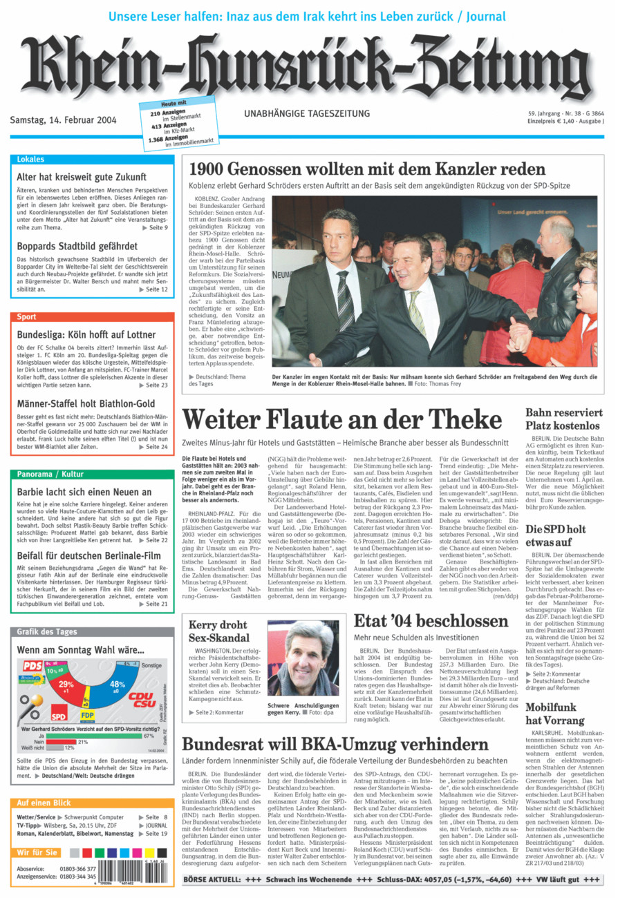 Rhein-Hunsrück-Zeitung vom Samstag, 14.02.2004