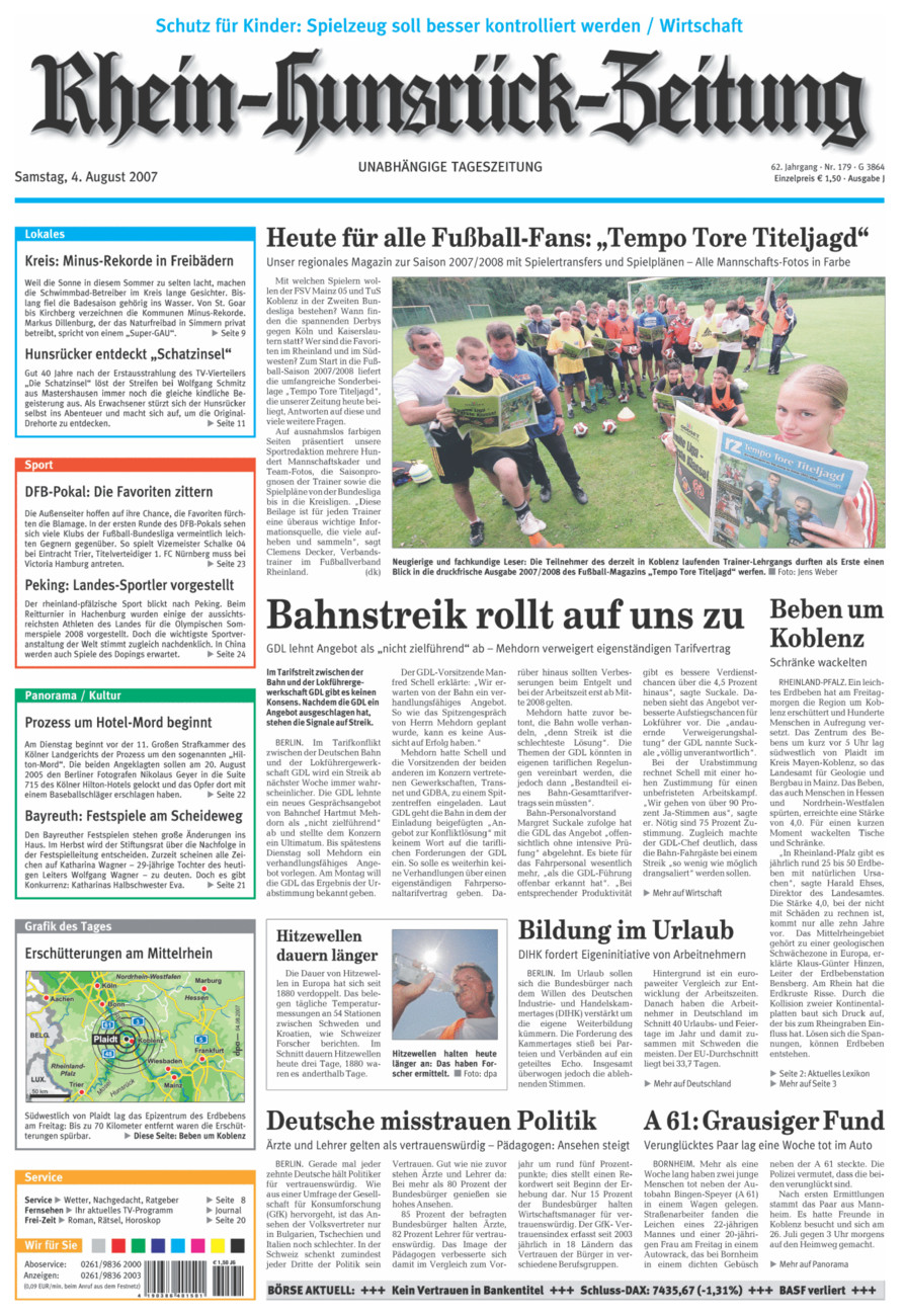 Rhein-Hunsrück-Zeitung vom Samstag, 04.08.2007