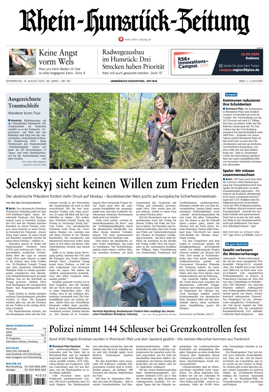 Rhein-Hunsrück-Zeitung vom Donnerstag, 14.08.2025