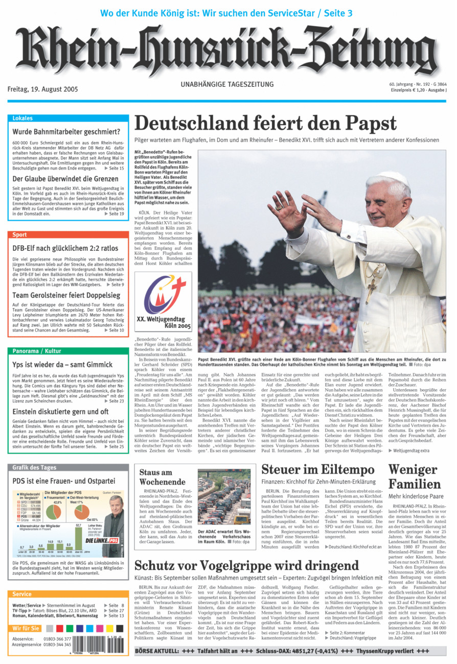 Rhein-Hunsrück-Zeitung vom Freitag, 19.08.2005