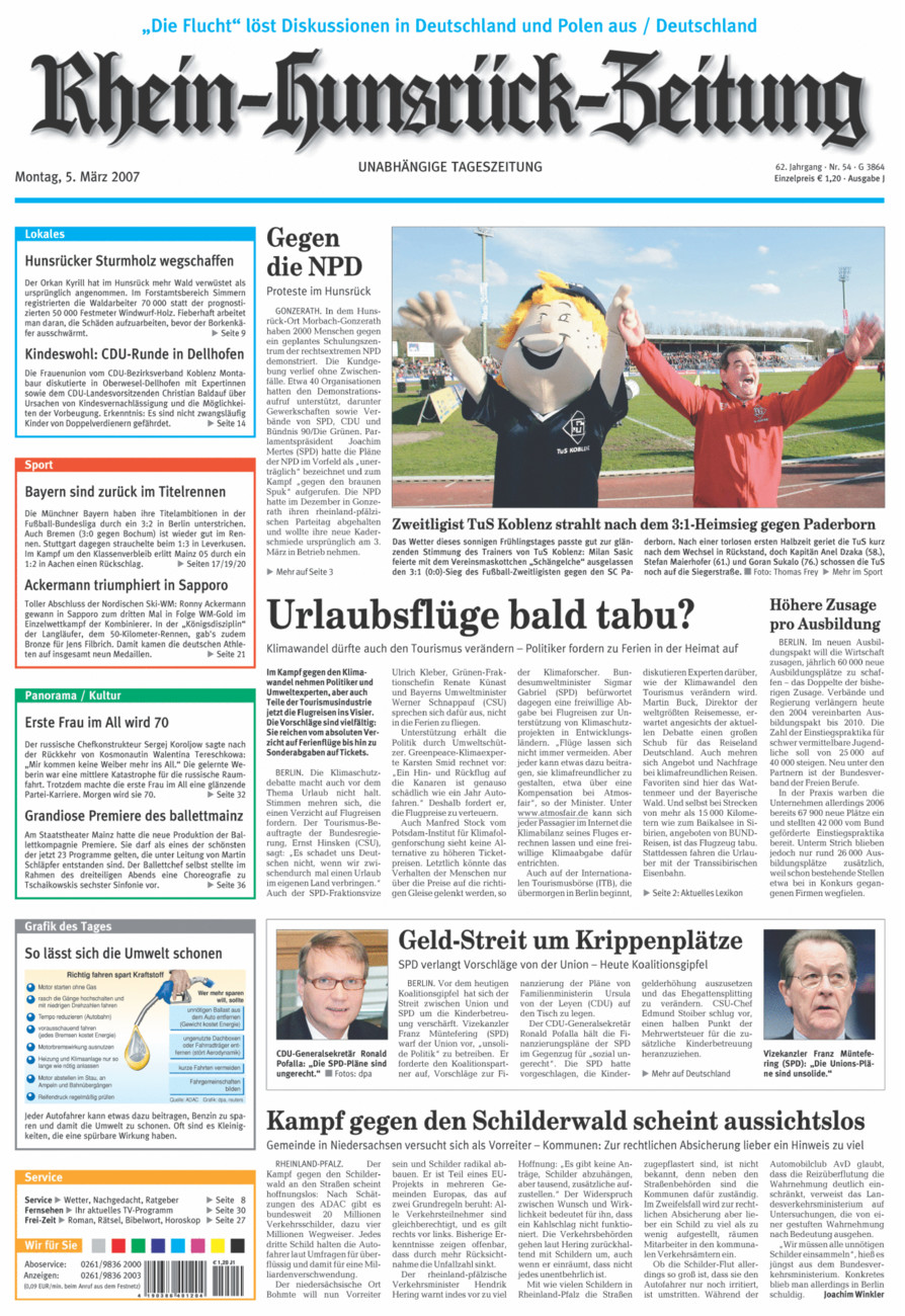 Rhein-Hunsrück-Zeitung vom Montag, 05.03.2007