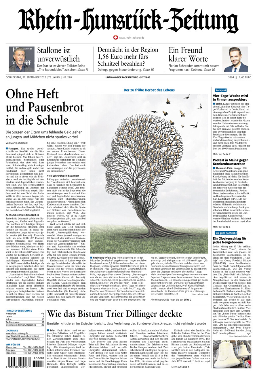 Rhein-Hunsrück-Zeitung vom Donnerstag, 21.09.2023