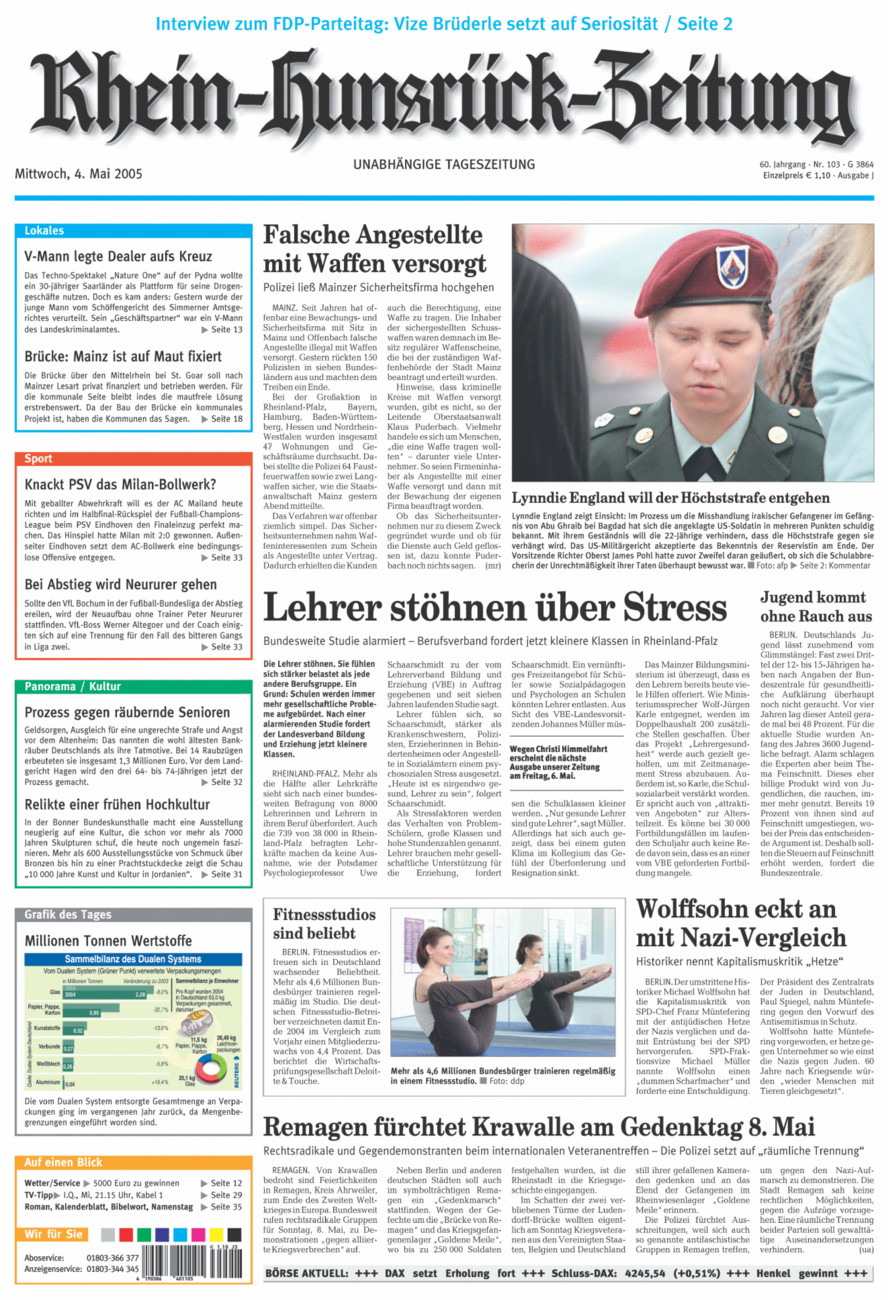 Rhein-Hunsrück-Zeitung vom Mittwoch, 04.05.2005