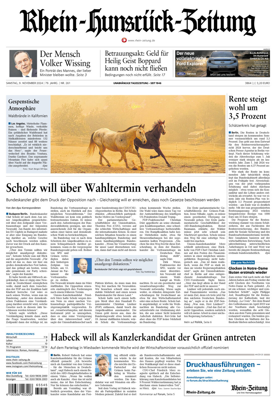 Rhein-Hunsrück-Zeitung vom Samstag, 09.11.2024