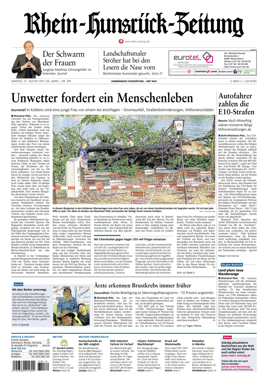 Rhein-Hunsrück-Zeitung vom Samstag, 27.08.2011