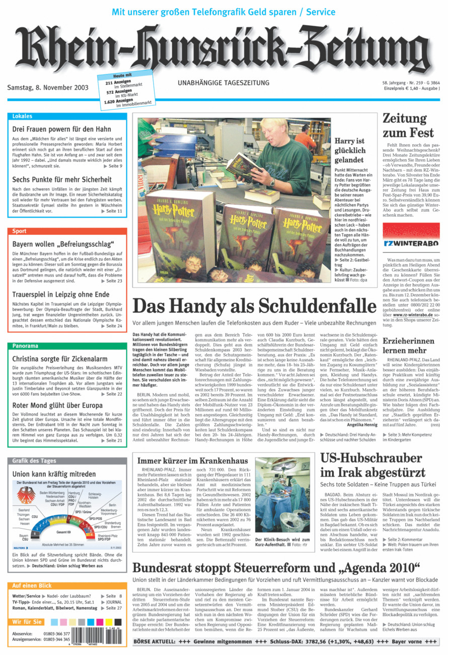 Rhein-Hunsrück-Zeitung vom Samstag, 08.11.2003